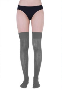 Sonya High Knee Socks, 40 den dark gray