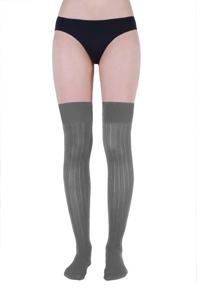 Sonya High Knee Socks, 40 den dark gray